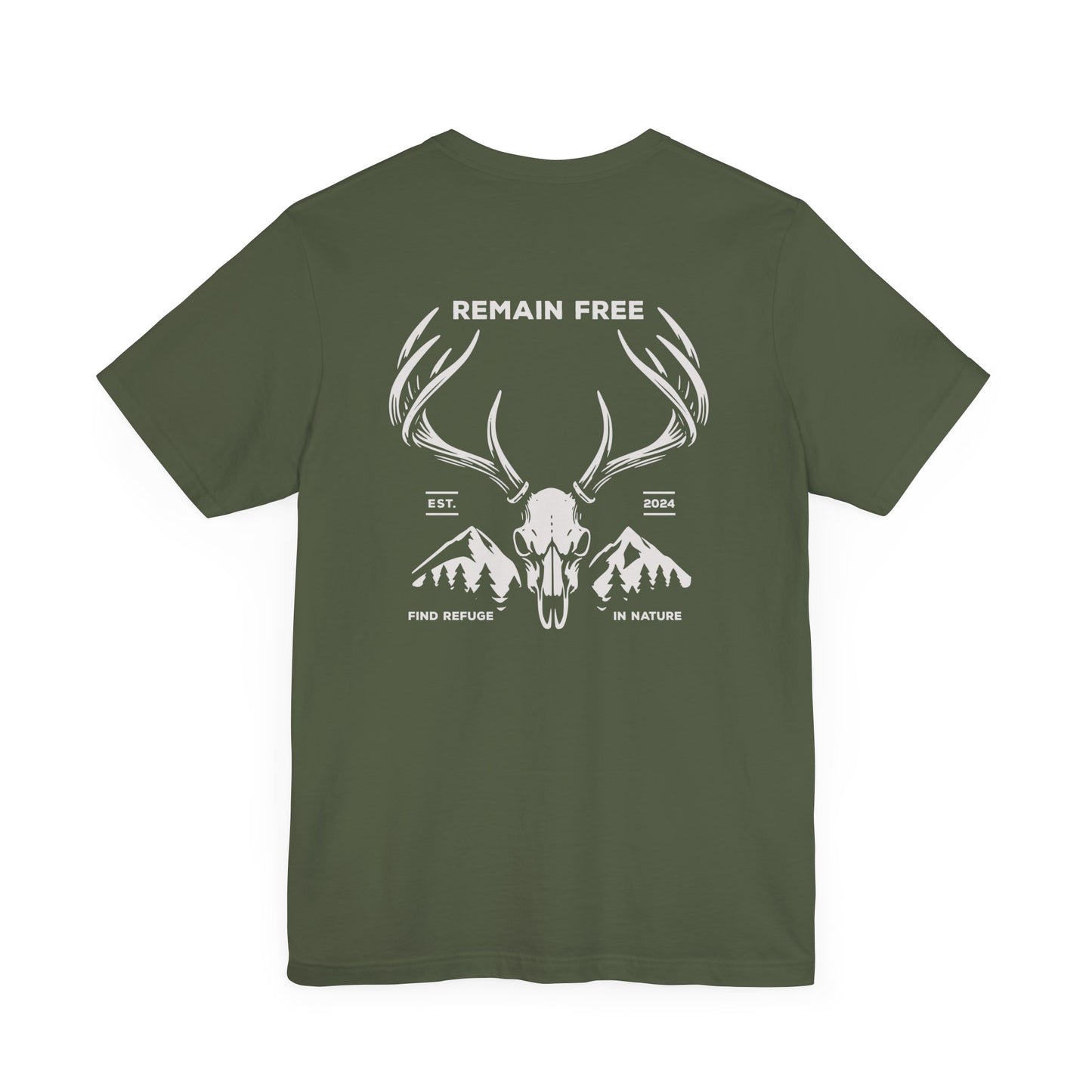 Deer Skull Hunting Graphic Shirt T-Shirt Military Green Nature Woods