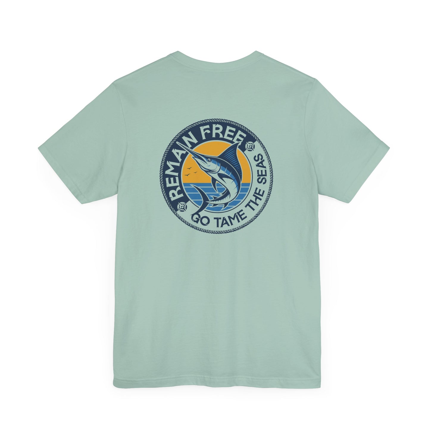 Remain Free Marlin Fishing Shirt Dusty Blue Tame The Seas