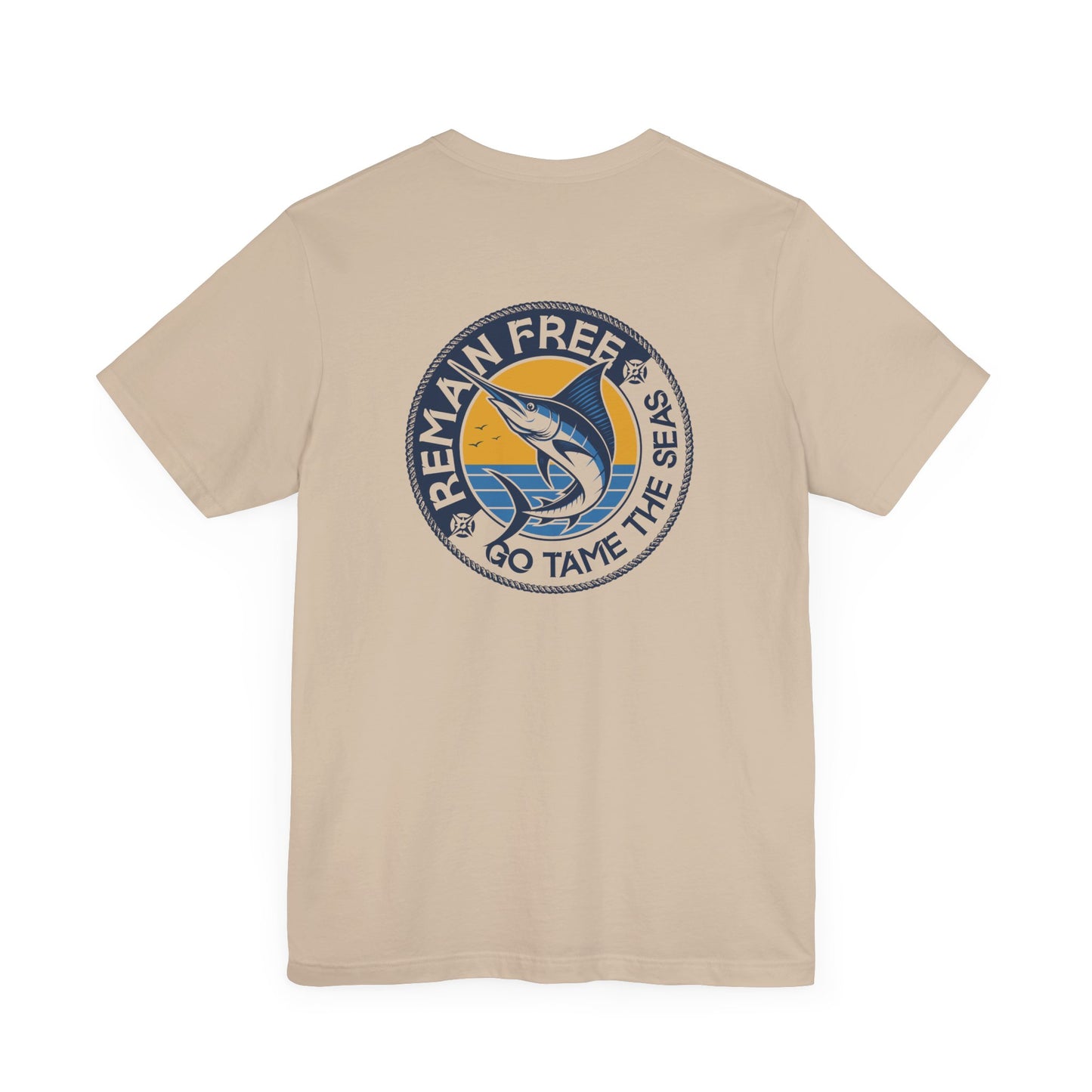 Remain Free Marlin Fishing Shirt Tan Tame The Seas