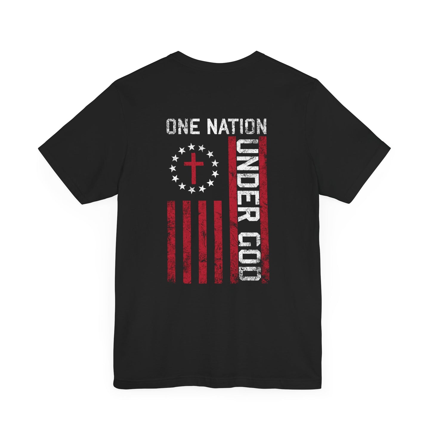 One Nation Under God T-Shirt Shirt Flag USA Black Back