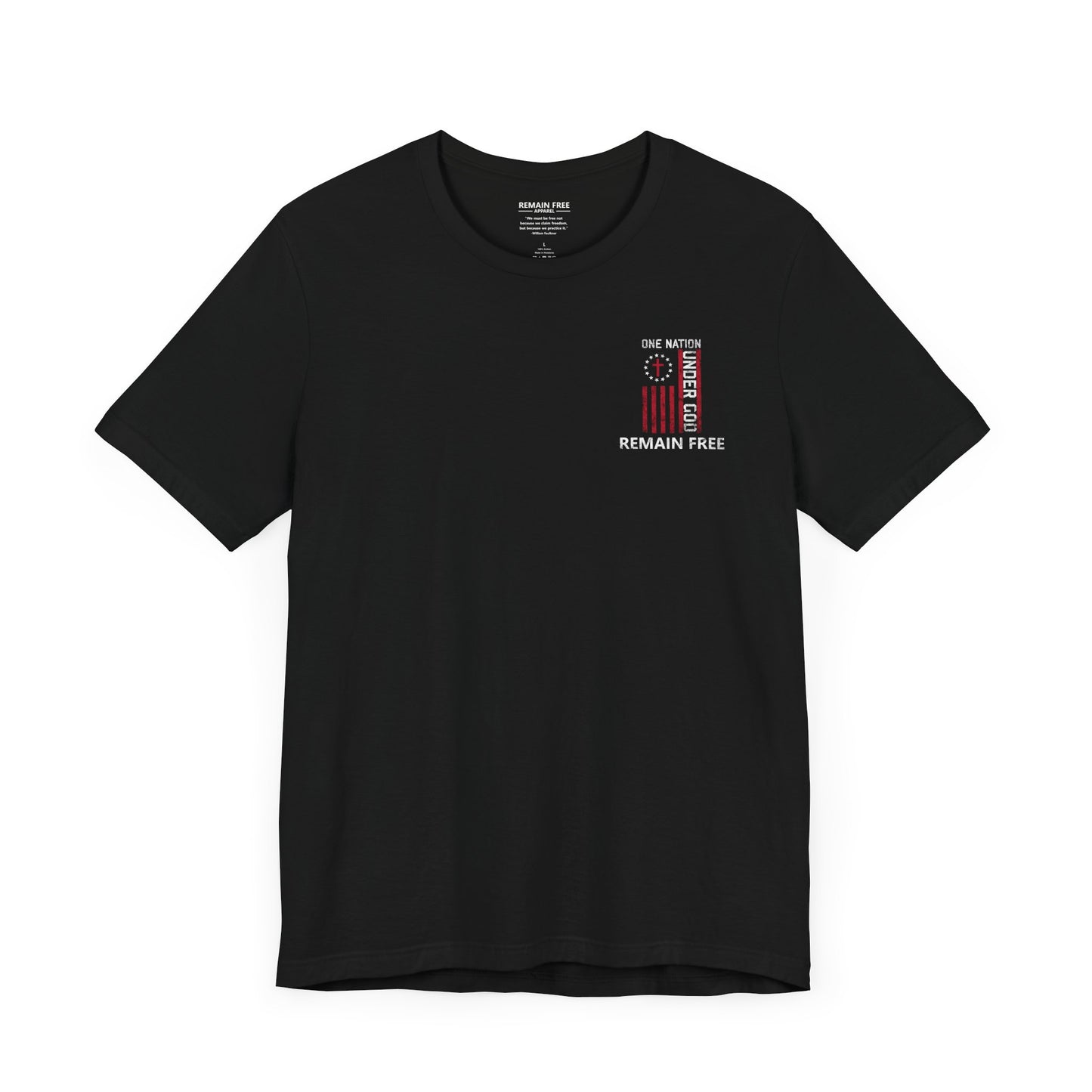 One Nation Under God T-Shirt Shirt Flag USA Black Front