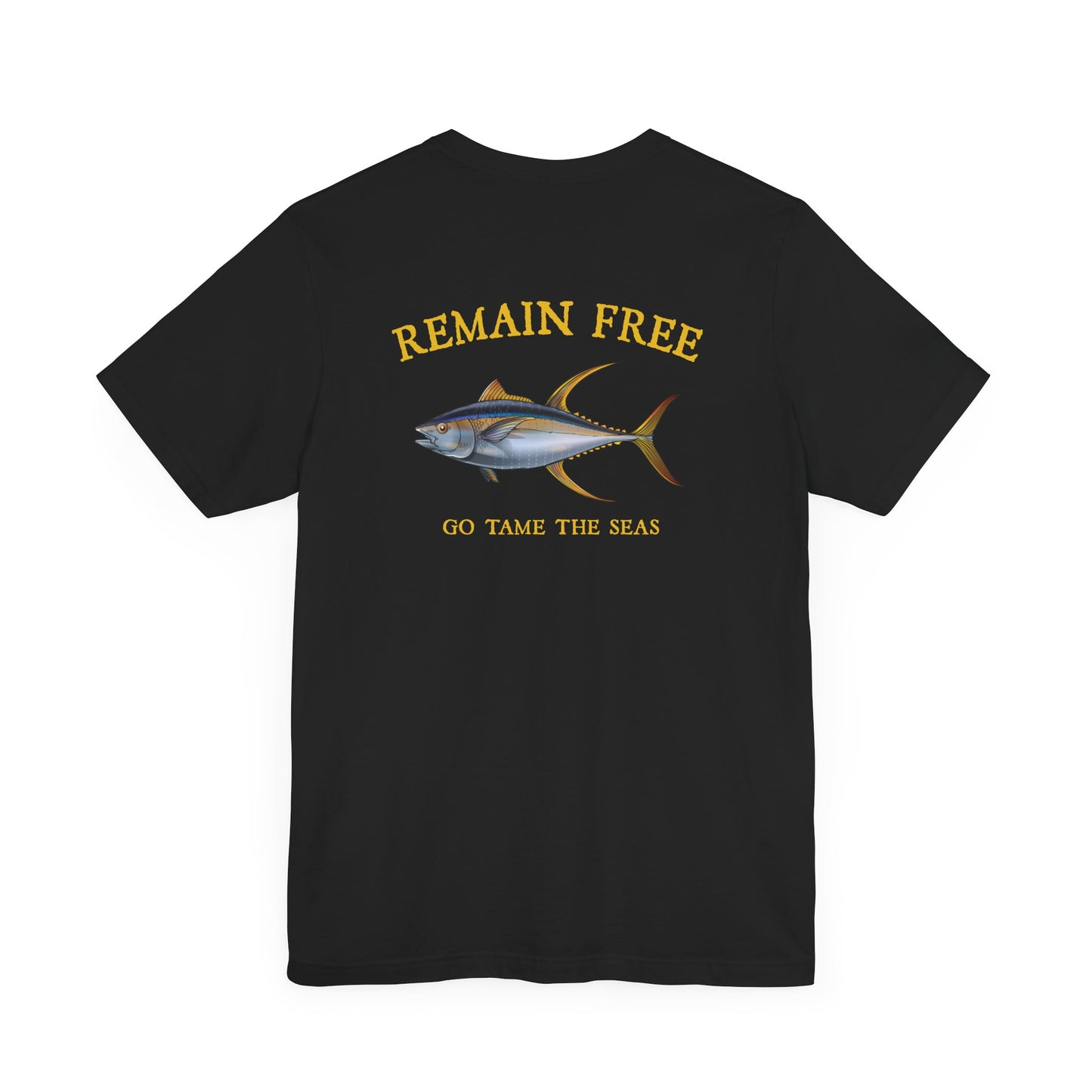 Yellowfin Tuna Remain Free T-Shirt Shirt Black Fishing Sea Angler