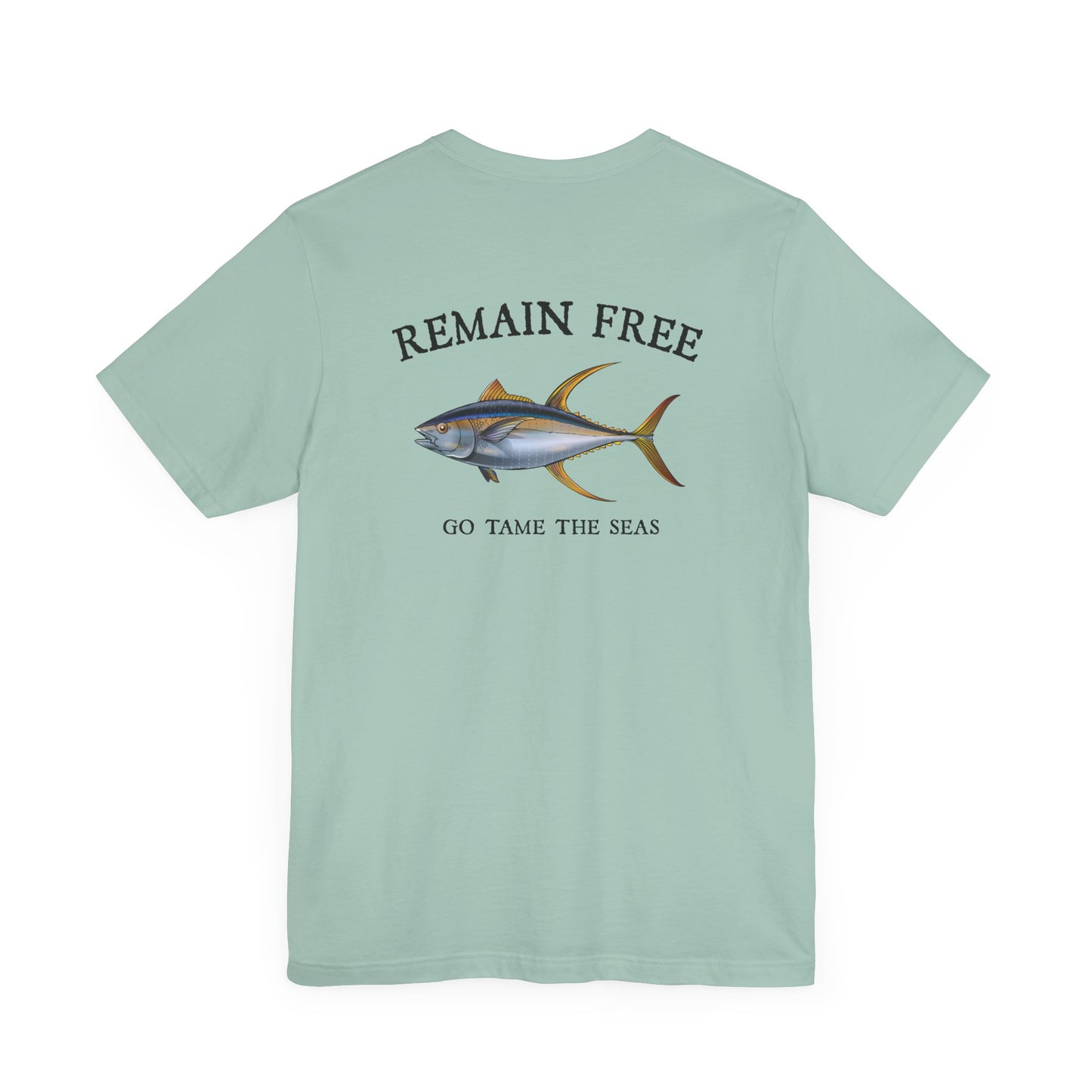 Yellowfin Tuna Remain Free T-Shirt Shirt Dusty Blue Fishing Sea Angler
