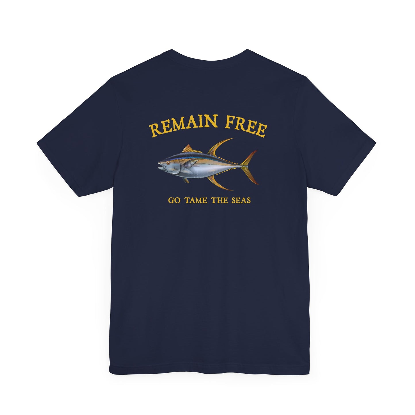 Yellowfin Tuna Remain Free T-Shirt Shirt Navy Fishing Sea Angler