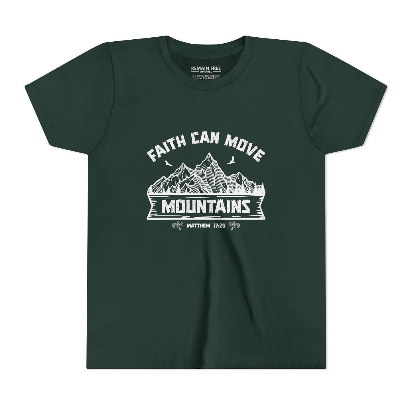 Youth Shirt T-Shirt Faith Can Move Mountains Christian