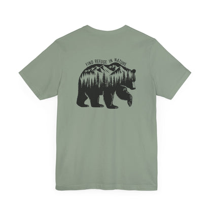 Nature Bear Shirt T-Shirt Hiking Forest Camping Adventure Sage Green 