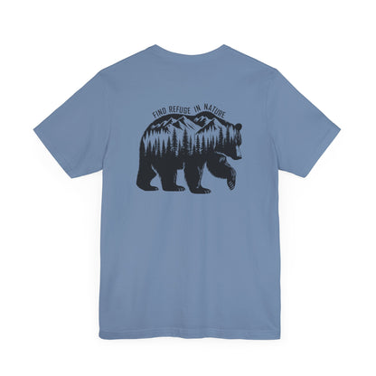 Nature Bear Shirt T-Shirt Hiking Forest Camping Adventure Steel Blue 