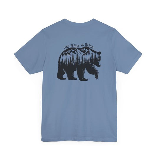 Nature Bear Shirt T-Shirt Hiking Forest Camping Adventure Steel Blue 