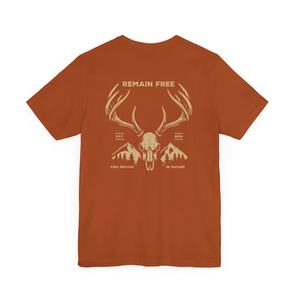 Deer Skull Hunting Graphic Shirt T-Shirt Autumn Orange Nature Woods