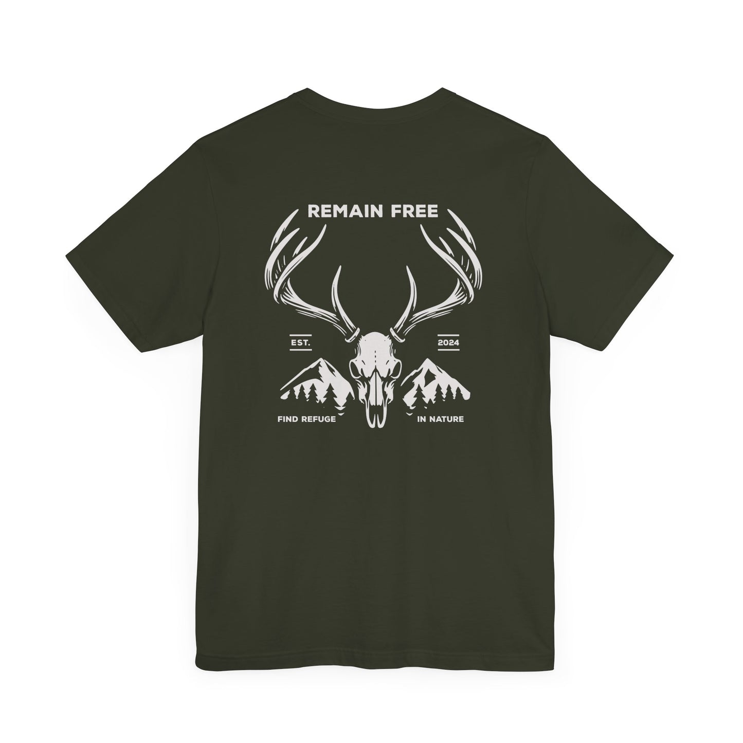 Deer Skull Hunting Graphic Shirt T-Shirt Dark Olive Green Nature Woods