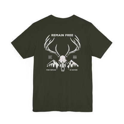 Deer Skull Hunting Graphic Shirt T-Shirt Dark Olive Green Nature Woods