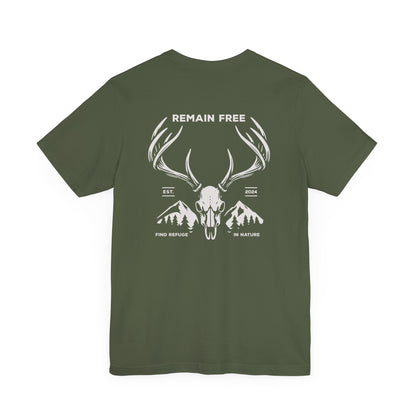 Deer Skull Hunting Graphic Shirt T-Shirt Military Green Nature Woods