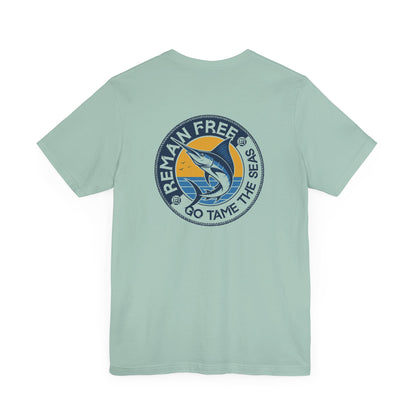 Remain Free Marlin Fishing Shirt Dusty Blue Tame The Seas