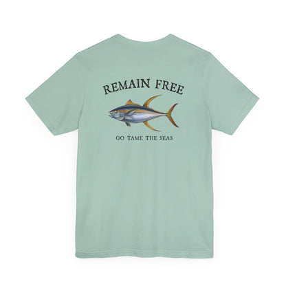 Yellowfin Tuna Remain Free T-Shirt Shirt Dusty Blue Fishing Sea Angler