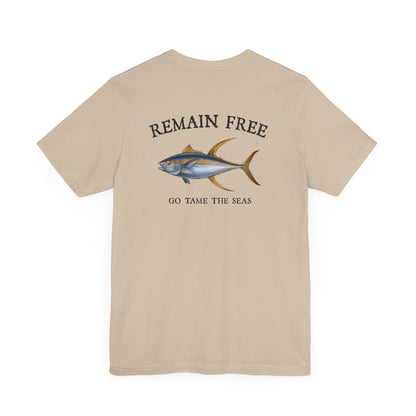 Yellowfin Tuna Remain Free T-Shirt Shirt Tan Fishing Sea Angler