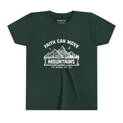 Youth Shirt T-Shirt Faith Can Move Mountains Christian