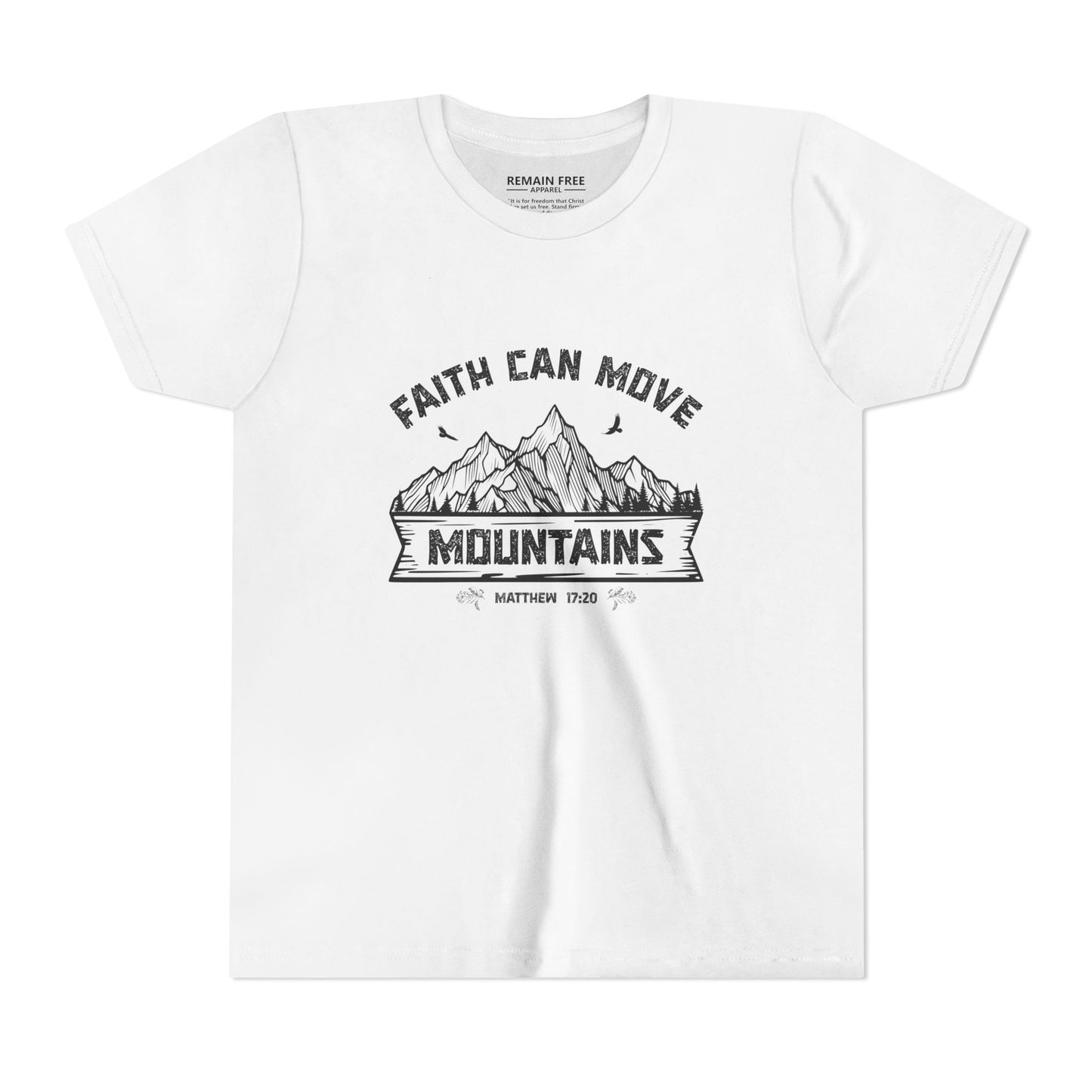 Youth Shirt T-Shirt Faith Can Move Mountains Christian